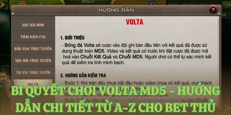 bi quyet choi volta md5 huong dan chi tiet tu a z cho bet thu Bí quyết chơi Volta MD5 - Hướng dẫn chi tiết từ A-Z cho bet thủ