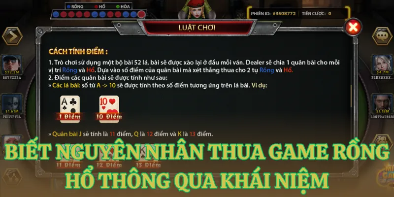 biet nguyen nhan thua game rong ho thong qua khai niem Biết nguyên nhân thua game rồng hổ thông qua khái niệm