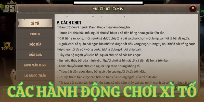 cac hanh dong trong mot van bai Các hành động trong một ván bài