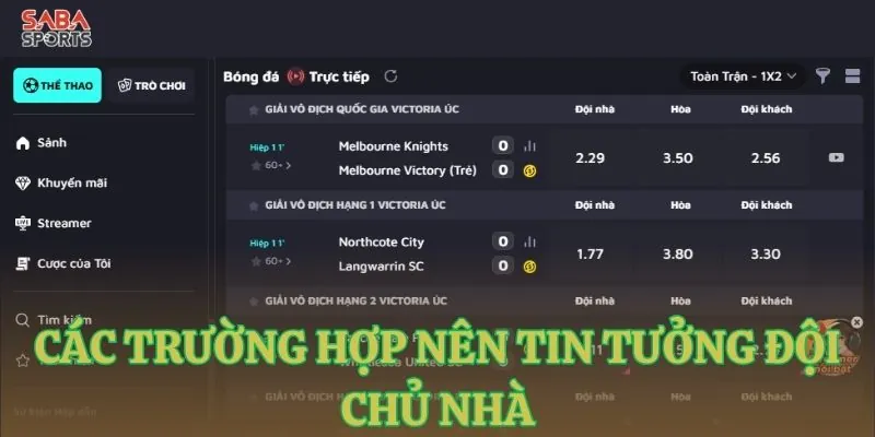cac truong hop nen tin tuong doi chu nha Các trường hợp nên tin tưởng đội chủ nhà