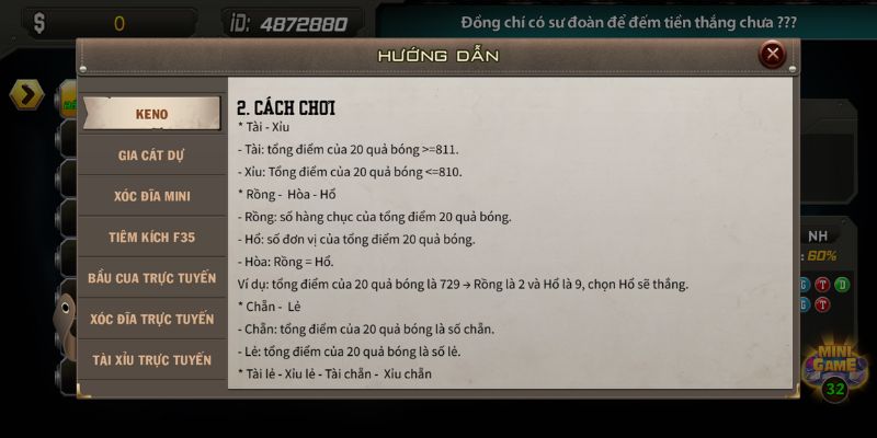 chi tiet luat choi keno Chi tiết luật chơi Keno