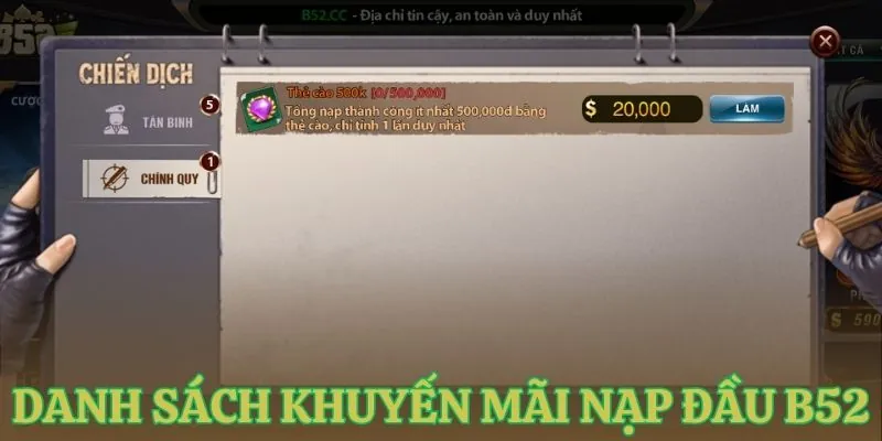 danh sach khuyen mai nap dau b52 Danh sách khuyến mãi nạp đầu B52