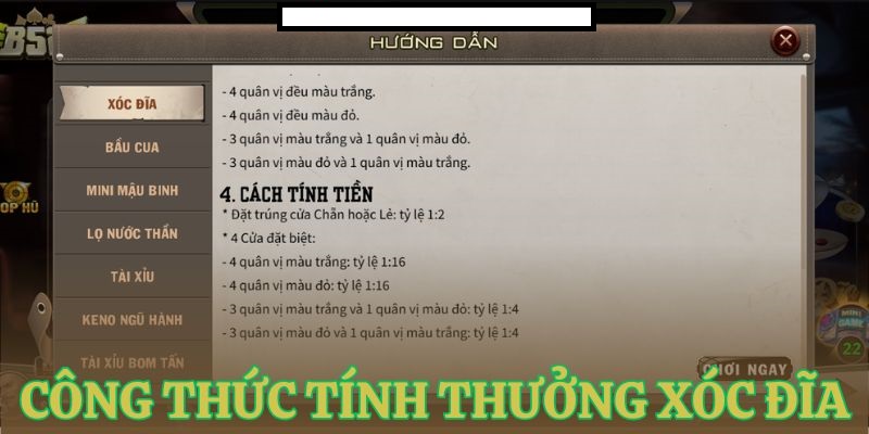 giai thich cong thuc tinh thuong xoc dia Luật chơi đơn giản, dễ hiểu