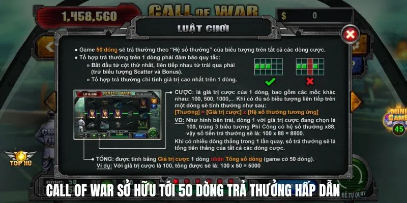 kinh nghiem choi call of war 51 dong thang Call of War sở hữu tới 50 dòng trả thưởng hấp dẫn