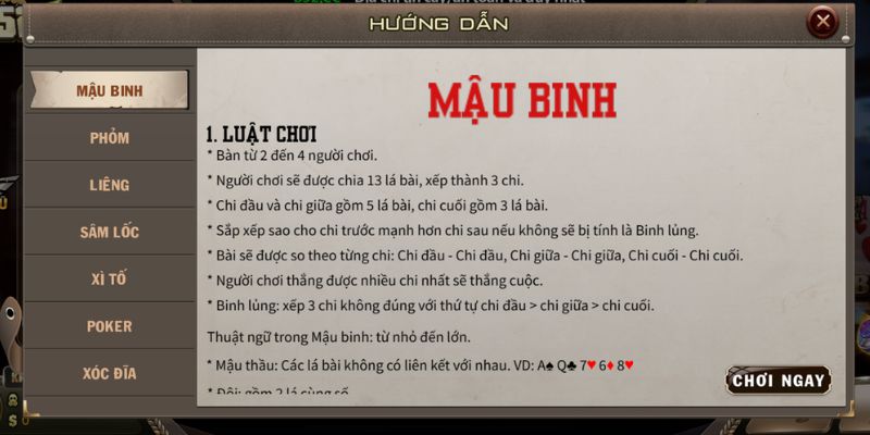 kinh nghiem choi mau binh hieu ro luat choi Kinh nghiệm chơi Mậu Binh – hiểu rõ luật chơi