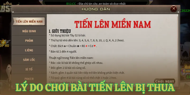 ly do choi bai tien len bi thua Lý do chơi bài tiến lên bị thua