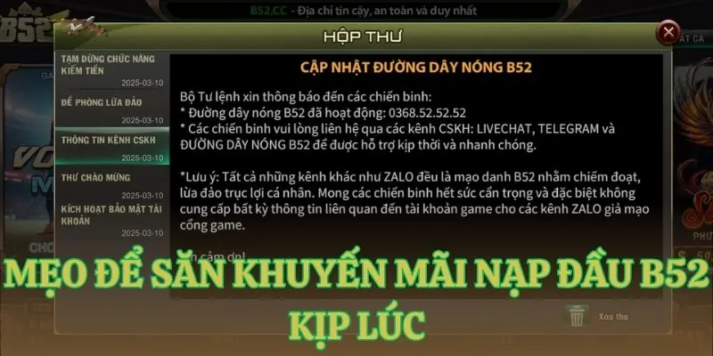 meo de san khuyen mai nap dau b52 kip luc Mẹo để săn khuyến mãi nạp đầu B52 kịp lúc