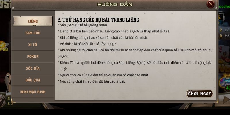 mot so loai bai lieng dac biet Một số loại bài liêng đặc biệt