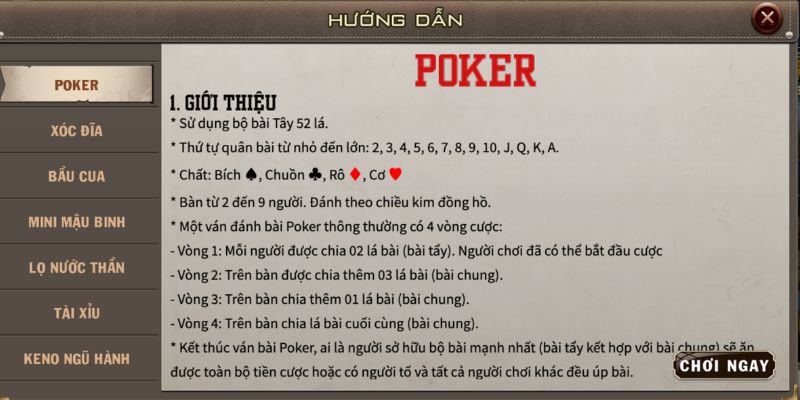 so luoc ve poker b52club Các bước tham gia ván bài Poker tại nhà cái B52 Club