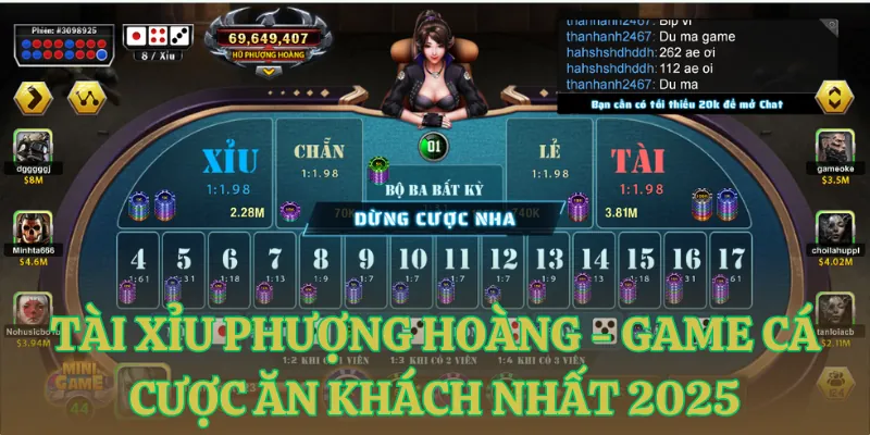 tai xiu phuong hoang game ca cuoc an khach nhat 2025 Tài xỉu phượng hoàng - Game cá cược ăn khách nhất 2025